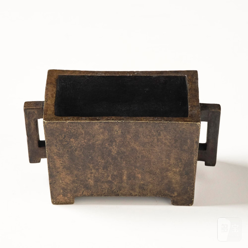A Rectangular bronze censer with square handles, - 图2
